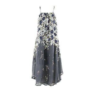 Lilka $148 S Navy Multi Rayon Cotton Lined Lace Detail Romantic Dress